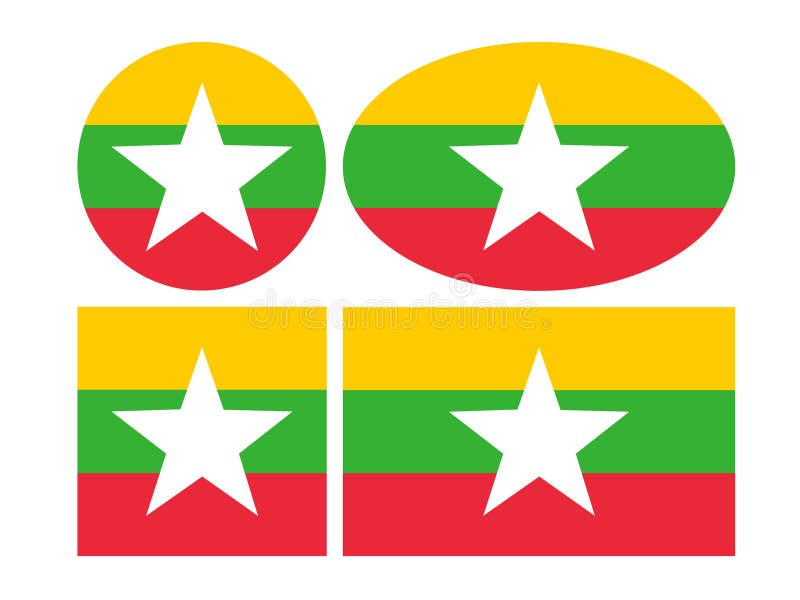 Bandiera del Myanmar - Repubblica dell'unione del Myanmar illustrazione di stock Bandiera del Myanmar - Repubblica dell'unione del Myanmar illustrazione di stock