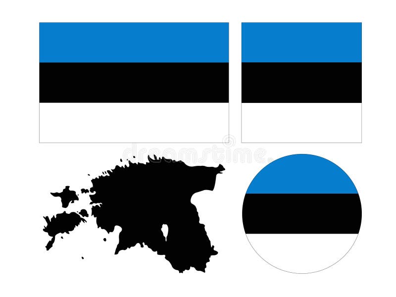 Bandiera dell'Estonia e mappa - Repubblica di Estonia illustrazione di stock Bandiera dell'Estonia e mappa - Repubblica di Estonia illustrazione di stock