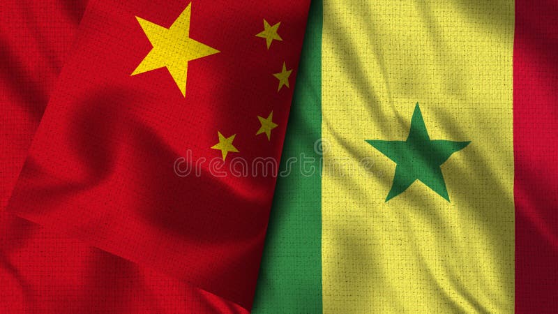 Bandiera della Cina e del Senegal - bandiera dell'illustrazione 3D royalty illustrazione gratis Bandiera della Cina e del Senegal - bandiera dell'illustrazione 3D royalty illustrazione gratis