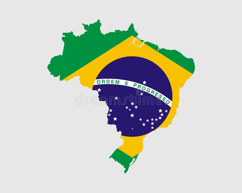Bandiera Della Mappa Brasile. Mappa Del Brasile Con La Bandiera