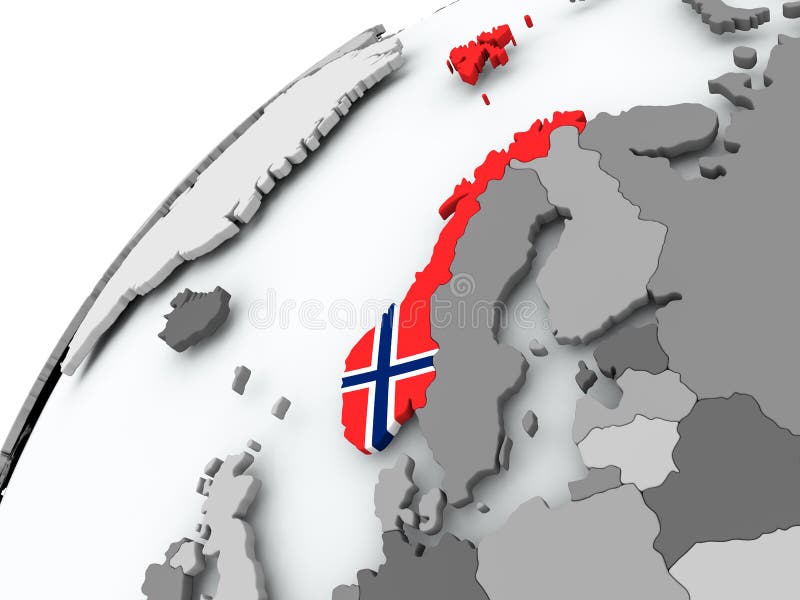 Bandiera della Norvegia sul globo grigio illustrazione di stock Bandiera della Norvegia sul globo grigio illustrazione di stock