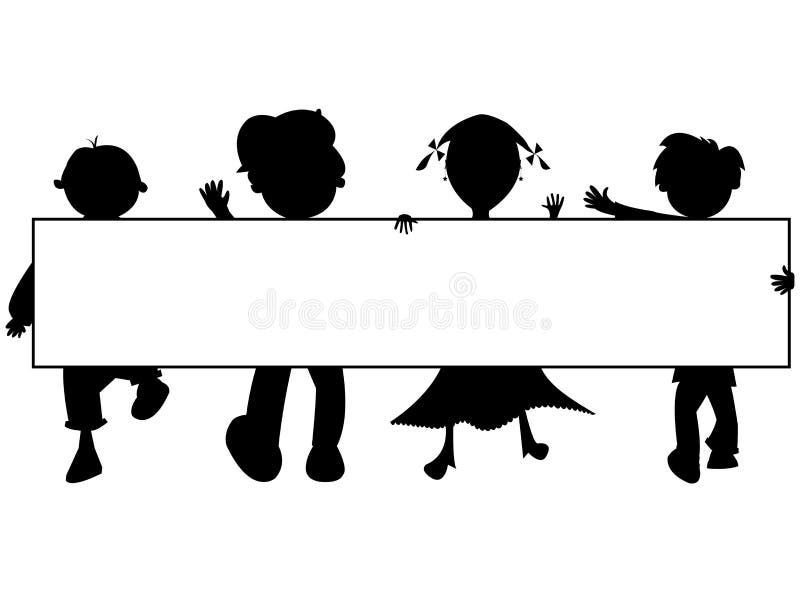 Bandiera delle siluette dei bambini illustrazione vettoriale Bandiera delle siluette dei bambini illustrazione vettoriale