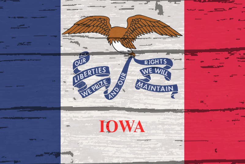 Bandiera dello stato dello Iowa su vecchio legname royalty illustrazione gratis Bandiera dello stato dello Iowa su vecchio legname royalty illustrazione gratis