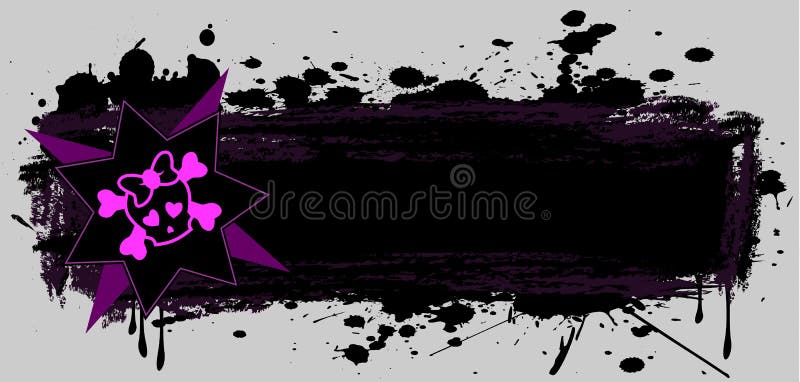 Emo banner with pink skull, grunge style. Emo banner with pink skull, grunge style