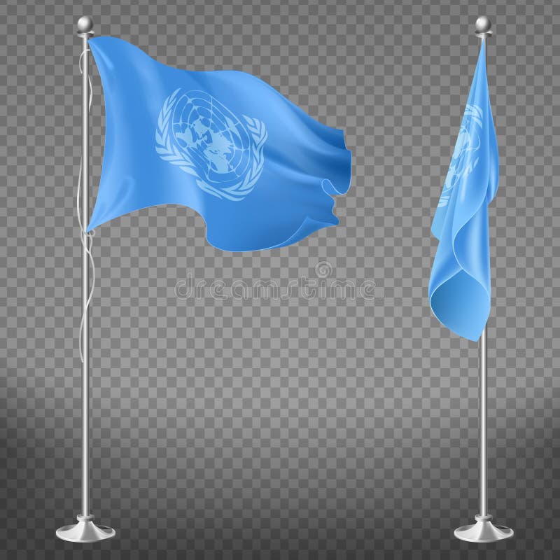 Bandiera di organizzazione delle nazioni unite sull'asta della bandiera