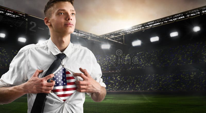 Bandiera di rappresentazione del sostenitore di calcio o di calcio di U.S.A. immagine stock Bandiera di rappresentazione del sostenitore di calcio o di calcio di U.S.A. immagine stock