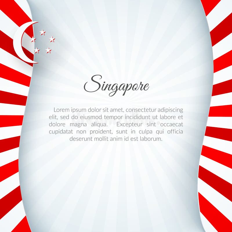 Bandiera di Singapore dell'insegna sulle linee rosse di un modello curve fondo bianco con il fondo patriottico di Singapore del t illustrazione di stock Bandiera di Singapore dell'insegna sulle linee rosse di un modello curve fondo bianco con il fondo patriottico di Singapore del t illustrazione di stock