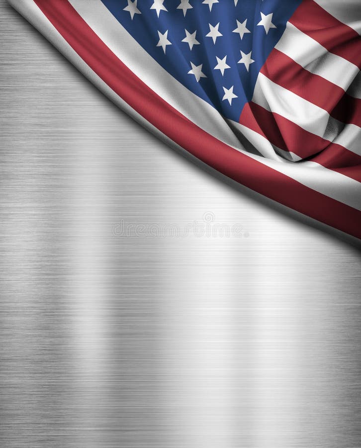 Bandiera di U.S.A. sopra il fondo del metallo fotografie stock libere da diritti Bandiera di U.S.A. sopra il fondo del metallo fotografie stock libere da diritti