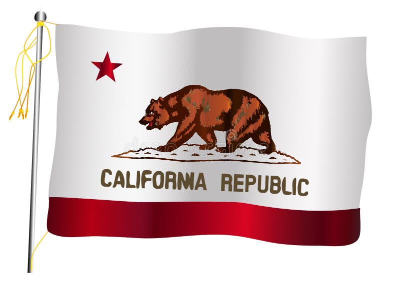 Bandiera e asta della bandiera d'ondeggiamento dello stato di California royalty illustrazione gratis Bandiera e asta della bandiera d'ondeggiamento dello stato di California royalty illustrazione gratis