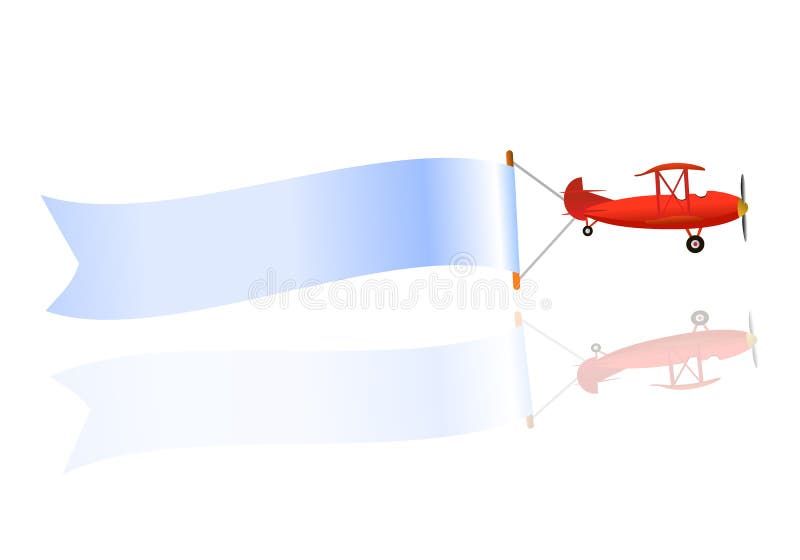 Bandiera ed aeroplano in bianco volanti