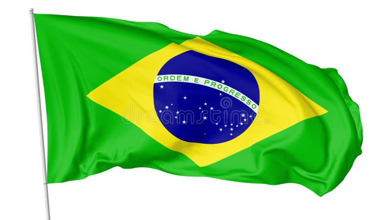 Bandiera nazionale del Brasile con l'asta della bandiera