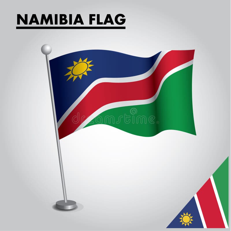 Bandiera nazionale della bandiera della NAMIBIA della NAMIBIA su un palo illustrazione di stock Bandiera nazionale della bandiera della NAMIBIA della NAMIBIA su un palo illustrazione di stock