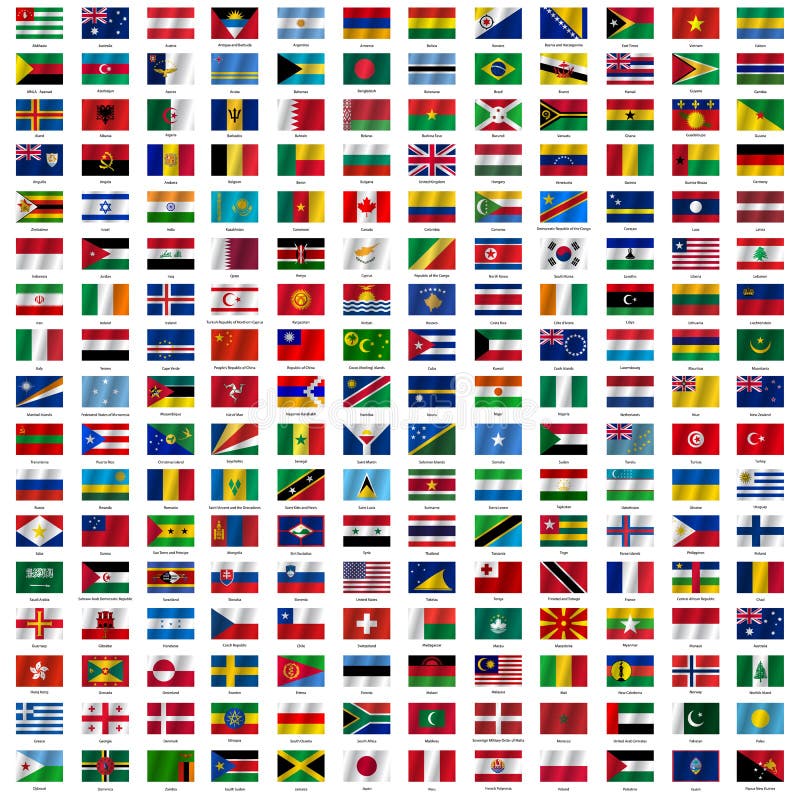 Bandiere del mondo e della mappa su fondo bianco illustrazione vettoriale Bandiere del mondo e della mappa su fondo bianco illustrazione vettoriale