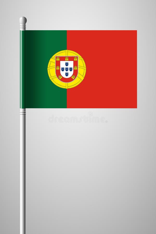Bandierina del Portogallo Bandiera nazionale sull'asta della bandiera Illustrati isolato