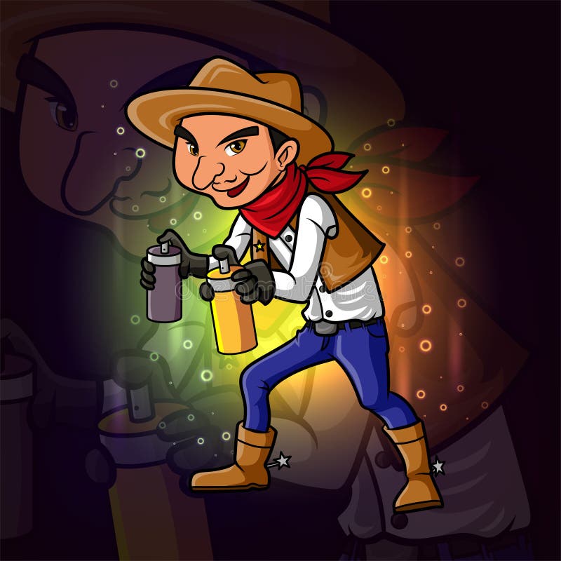The bandit with the paint spray esport mascot design vector illustration