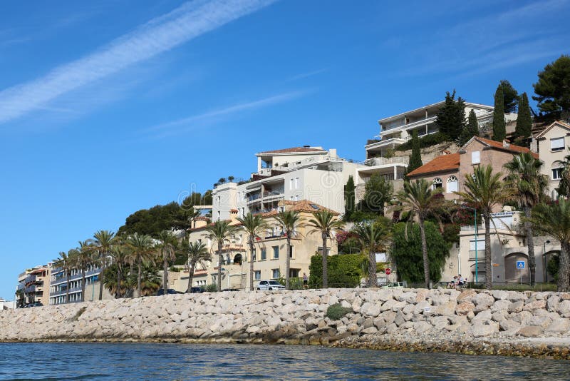 Bandol City in France on a Sunny Day. View from Sea Stock Image - Image ...