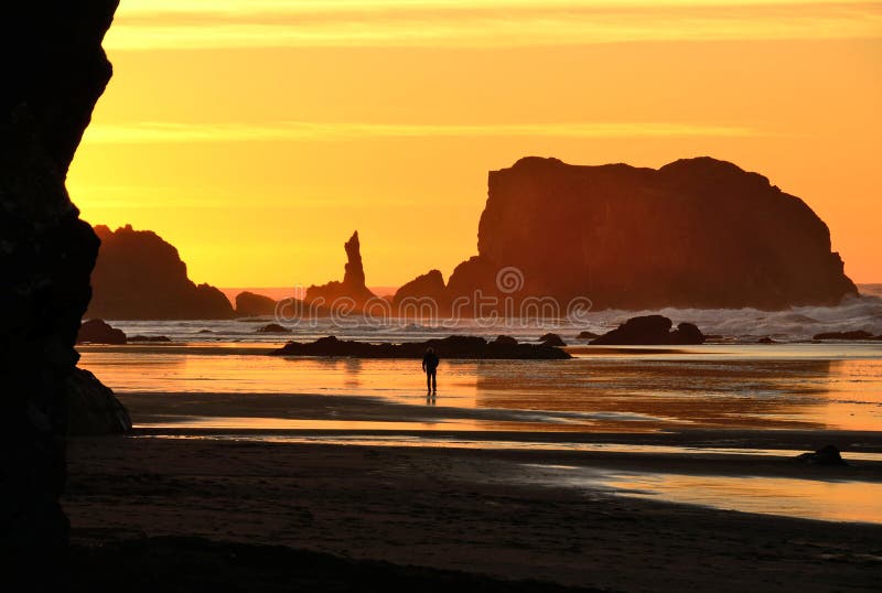 Bandon Sunset stock image. Image of twilight, ocean, rocks 34867987