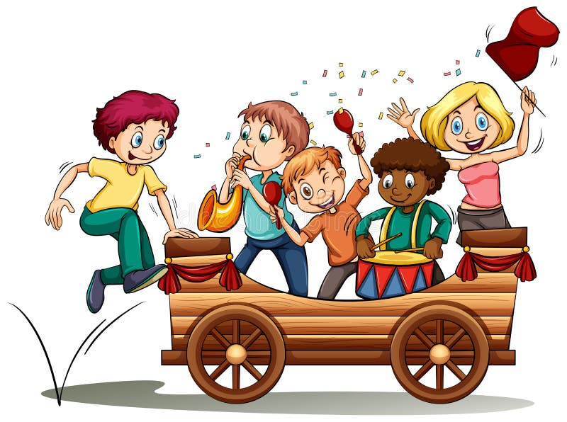 A bandwagon with kids stock vector. Illustration of isolated ...