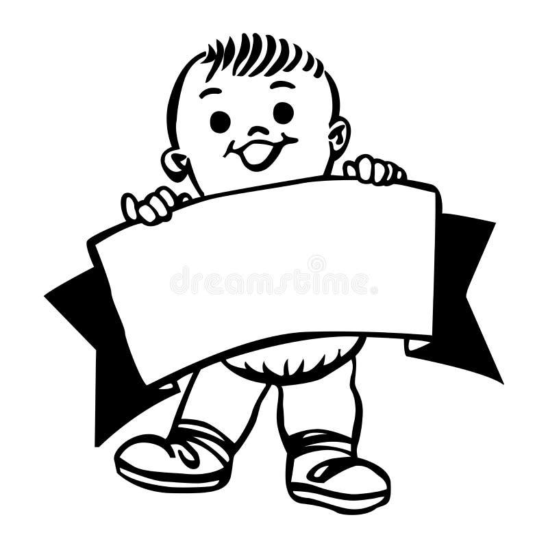 Cute Baby Holding Blank Signboard for Custom Text vector illustration