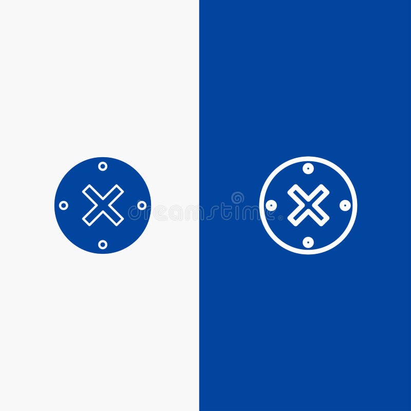 Baner för blå för baner för fast symbol för slut, för kors, för borttagnings, för annulleringslinje och för skåra blått symbol fö stock illustrationer Baner för blå för baner för fast symbol för slut, för kors, för borttagnings, för annulleringslinje och för skåra blått symbol fö stock illustrationer