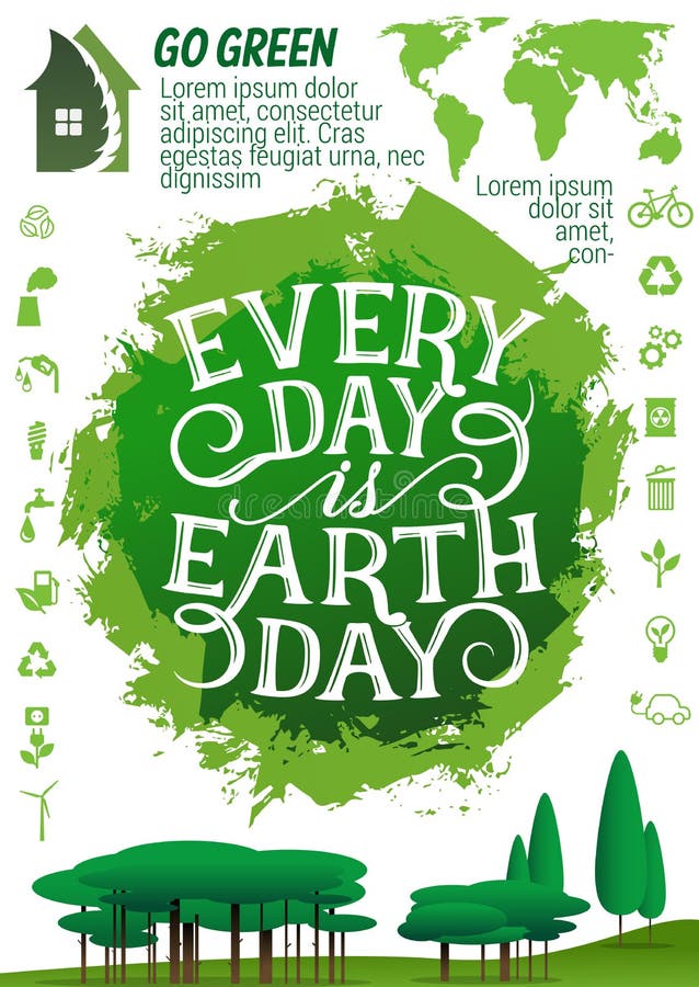 Baner för jorddag med ekologiskyddssymbolen stock illustrationer Baner för jorddag med ekologiskyddssymbolen stock illustrationer