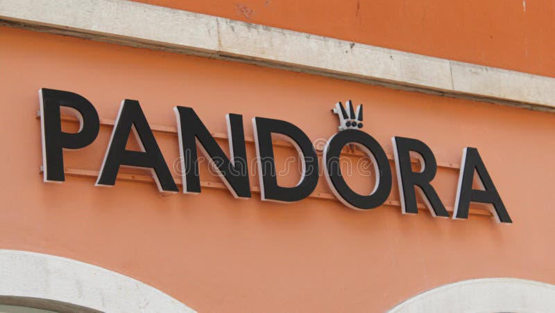 Baner sklepu jubilerskiego. znak logo pandora zdjęcie stock