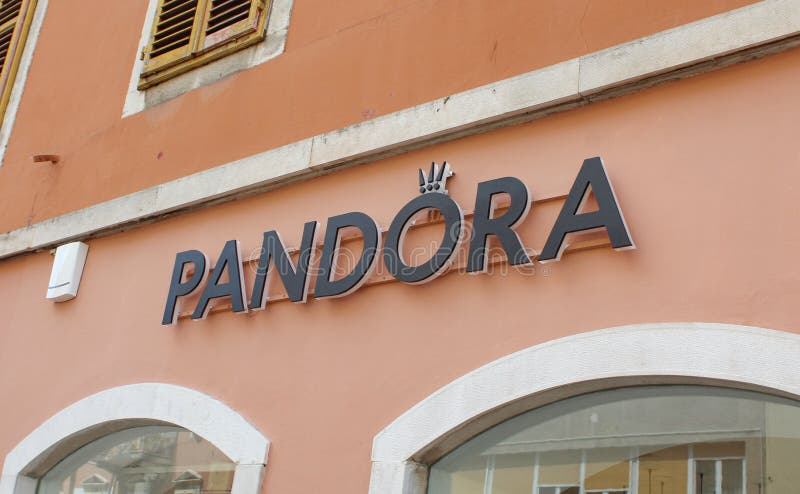 Baner sklepu jubilerskiego. znak logo pandora obrazy stock