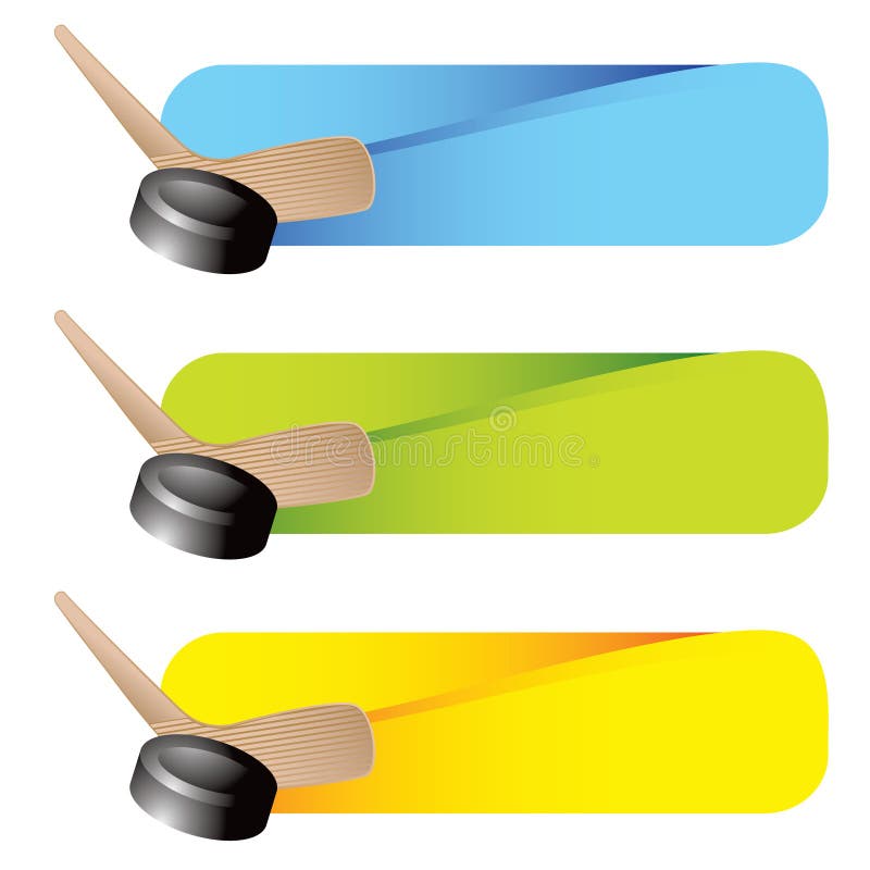 Hockey stick banners colored blue, green and yellow. Hockey stick banners colored blue, green and yellow.