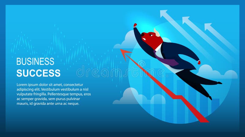 Banerteckenaffärsman Bull Business Success royaltyfri illustrationer Banerteckenaffärsman Bull Business Success royaltyfri illustrationer