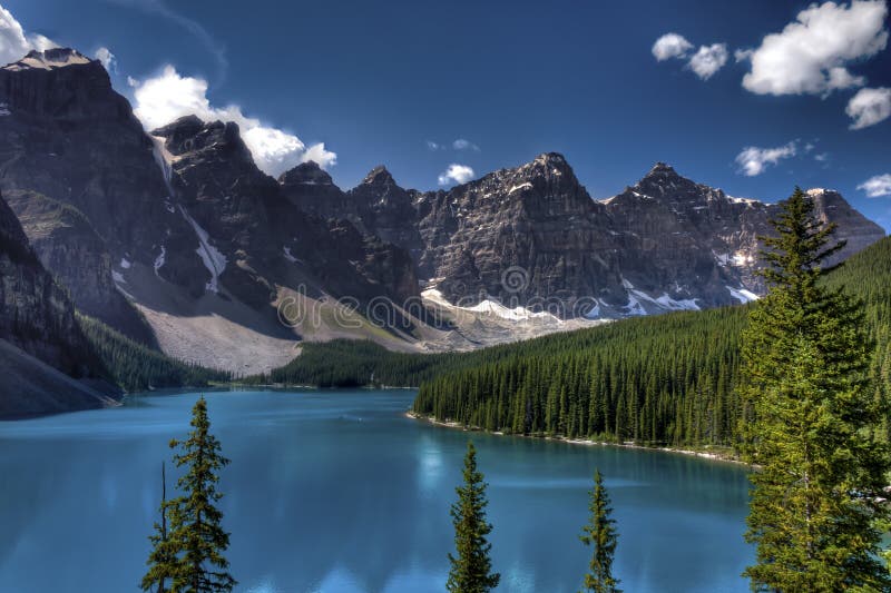 Moraine Lake and Valley of the 10 Peaks in the Canadian Rockies. Banff National Park, Alberta, Canada. Moraine Lake and Valley of the 10 Peaks in the Canadian Rockies. Banff National Park, Alberta, Canada.