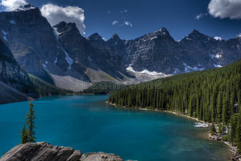 Moraine Lake and Valley of the 10 Peaks in the Canadian Rockies. Banff National Park, Alberta, Canada. Moraine Lake and Valley of the 10 Peaks in the Canadian Rockies. Banff National Park, Alberta, Canada.