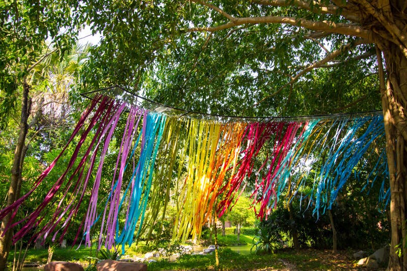 Ribbons Blowing in the Wind Over Looking the Sea Stock Image - Image of ...