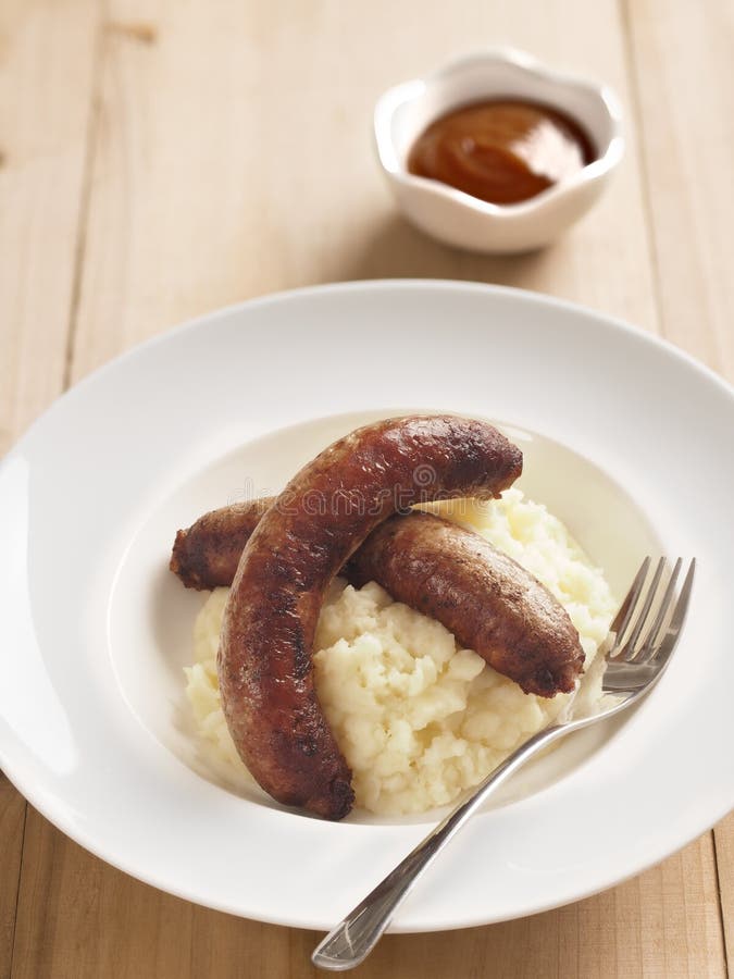Bangers And Mash With Baked Beans Stock Photo Image of beer, beans