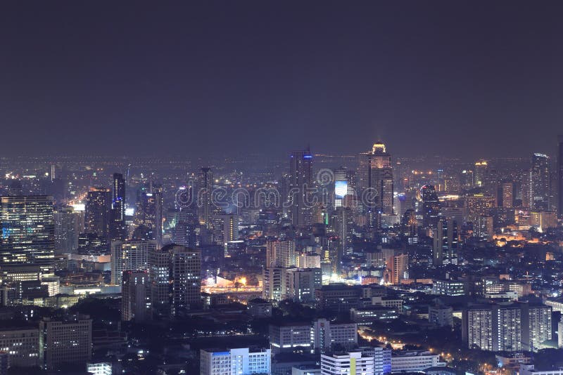 Bangkok city top view at night