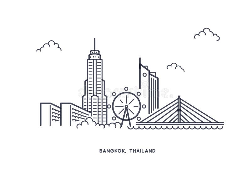 Bangkok-Inline-Illustrationsvektor lizenzfreie abbildung Bangkok-Inline-Illustrationsvektor lizenzfreie abbildung