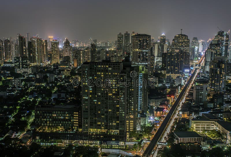Bangkok Sukhumvit Road Twilight Editorial Stock Image - Image of