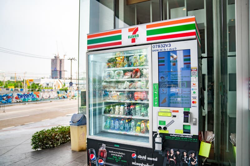 BANGKOK, THAILAND - 30 April, 2021: Seven Eleven 7-11 Vending Machine
