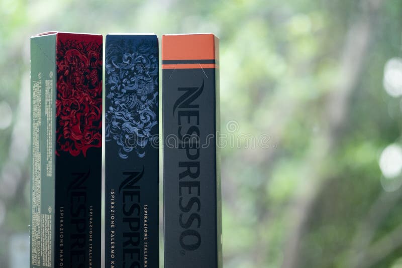 Thailand - August 23, 2020 : Capsules in Box. Nespresso Worldwide Coffee Company Editorial Image - Image of company, 193976495
