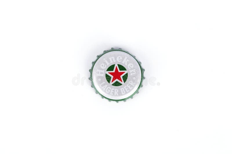 Bangkok,Thailand - 3 December ,2017 : heineken beer lid on white