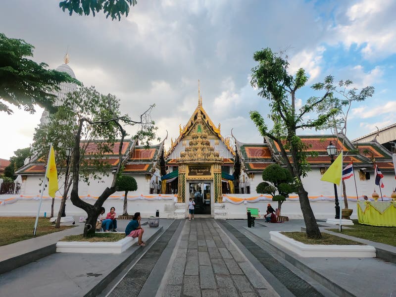 Bangkok, Thailand - December 01 2019: Wat Rakhang Kositaram Woramahawihan. Beautiful of historic city at buddhism temple