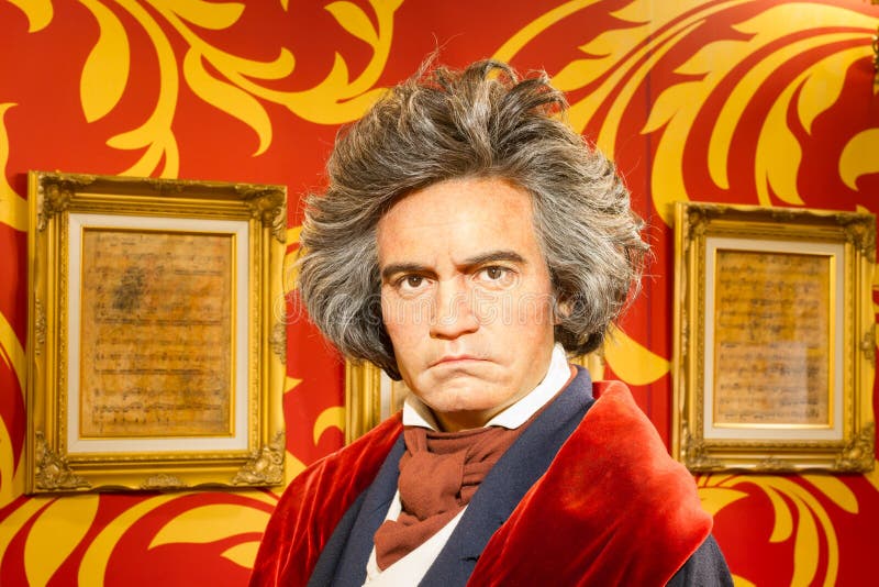 BANGKOK, THAILAND - DECEMBER 19: A waxwork of Ludwig van Beethoven on display at Madame Tussauds on December 19, 2015 in stock photo BANGKOK, THAILAND - DECEMBER 19: A waxwork of Ludwig van Beethoven on display at Madame Tussauds on December 19, 2015 in stock photo