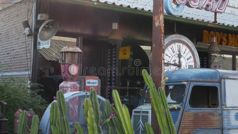 BANGKOK, THAILAND 12 JULY 2019 Rod Fai Talad retro night train market. Popular asian hipster street flea marketplace with old-fashioned vintage styled decor, second hand aged antique goods for sale