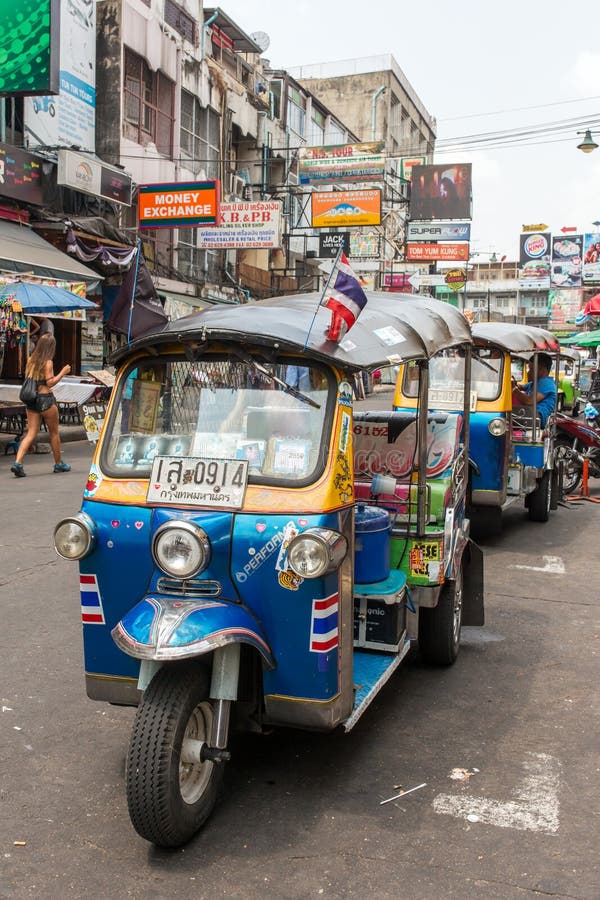 Tuk tuk taxi on Kaosan road in Bangkok. stock photography Tuk tuk taxi on Kaosan road in Bangkok. stock photography