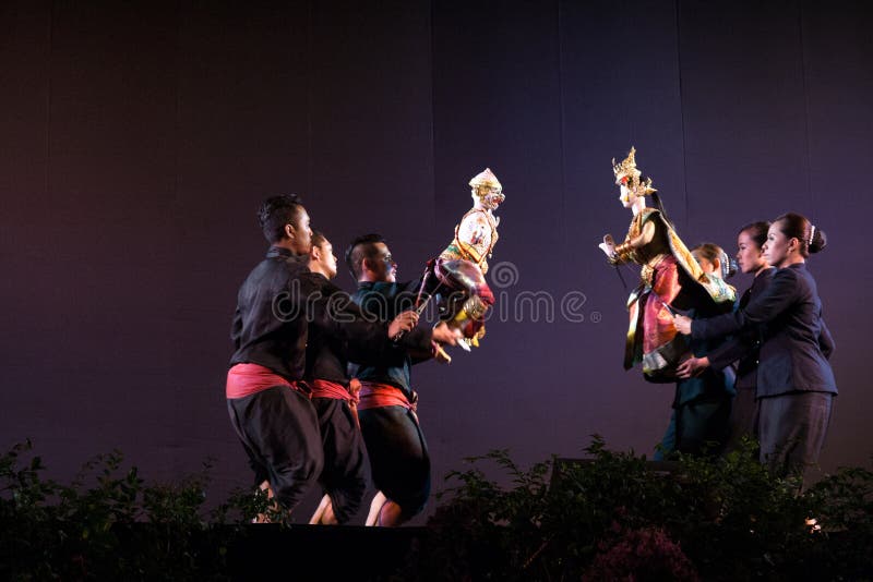 Thai puppet theater. BANGKOK, THAILAND - November 14: Puppet Theater of Dance Sala (Joe Louis), the amphitheater to celebrate the crematorium. HRH Princess royalty free stock photo Thai puppet theater. BANGKOK, THAILAND - November 14: Puppet Theater of Dance Sala (Joe Louis), the amphitheater to celebrate the crematorium. HRH Princess royalty free stock photo