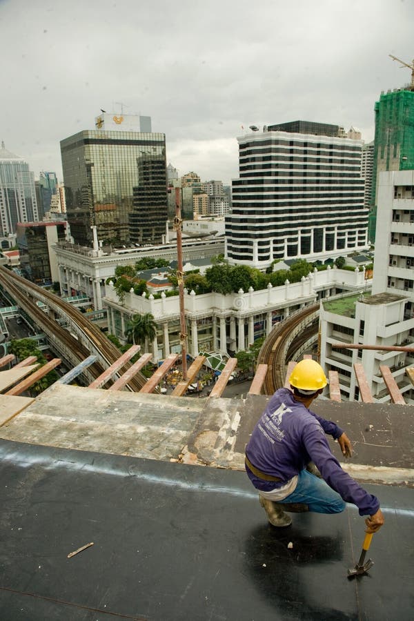 Bangkok, Thailand, Workers in a Building Site Editorial Stock Image
