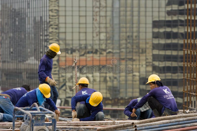 Bangkok, Thailand, Workers in a Building Site Editorial Photography