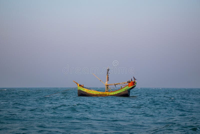 Bangladeshi traditional fishing boat on St. Martin\'s Island.