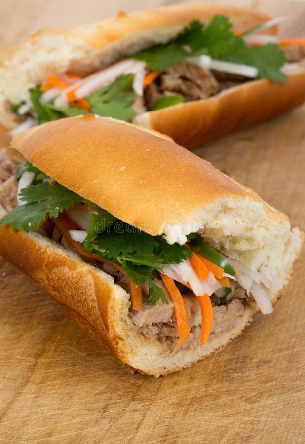 Banh Mi Vietnamese Pork Sandwich Stock Photo - Image of studio, pickled ...