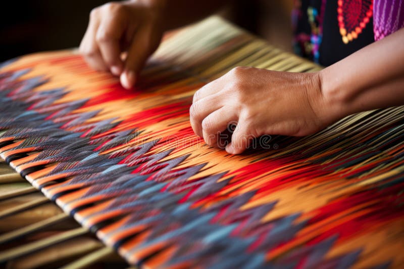 Banig weaving by arranging the mats in a visually compelling stock illustration