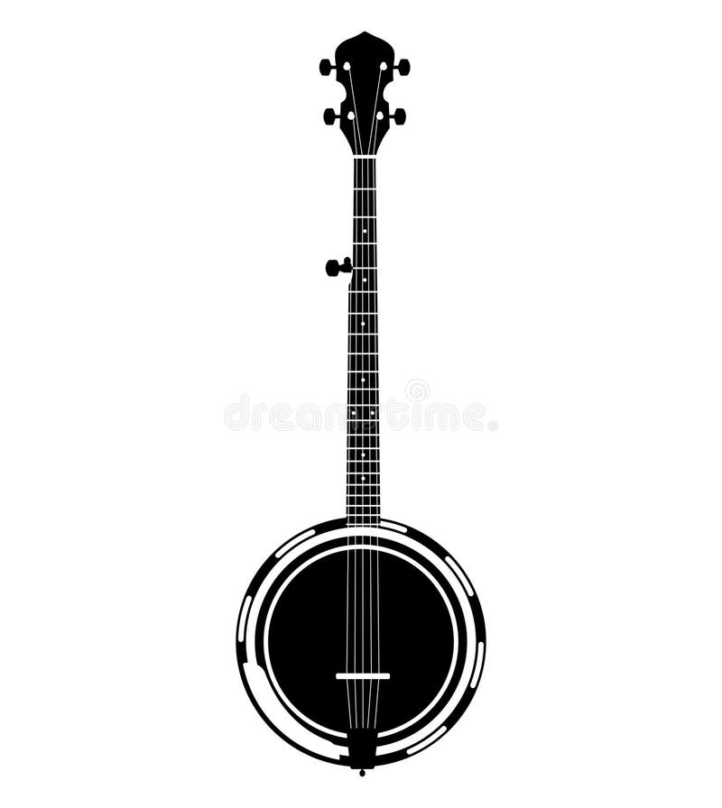 Banjo Silhouette, Banjo Guitar Musical Instrument Stock Vector